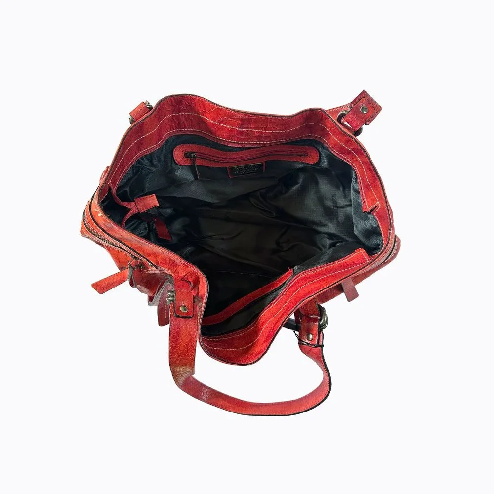 Vtg Robert Pietri Red Leather Bag Genuine Spanish Snake Embossed 90s Y2K Mobwife